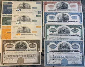 Consolidated Edison Company Stock Certificates (Lot of 8) Vintage Con Ed - Picture 1 of 3