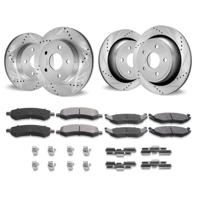 Front Rear Drilled Disc Rotors Brake and Pads Kit for Dodge Ram 1500 2006-2018 Foto 1 de 4