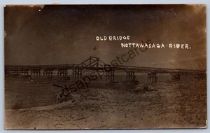K37/ Nottawasaga River Ontario Kanada RPPC Postkarte um 1910 Alte Brücke 27 - Bild 1 von 4