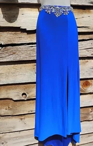 Handmade Royal Blue 2 Formal Sequin Jeweled Pageant Preppy Maxi Skirt Side Slit - Picture 1 of 4