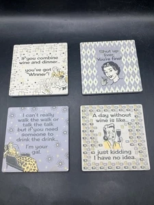 Posavasos con letreros Primitives By Kathy Wine Sayings - Juego de 4 posavasos - Imagen 1 de 12