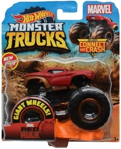 New Hot Wheels Monster Trucks Red HULK Marvel Series 1/64 Giant Wheels - Picture 1 of 4