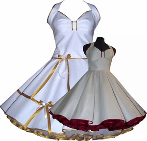 50er Jahre weiß od. creme Brautkleid mit gewünschter Satinbandfarbe - Bild 1 von 5