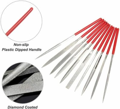 10Pcs 5-1/2" Diamond Needle File Set Metal Glass Stone Wood Craft Tool 120 Grit - Image 1 of 4