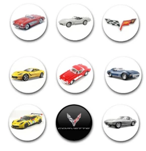 25mm BUTTON BADGES X9 FEATURING THE CORVETTE - Bild 1 von 1