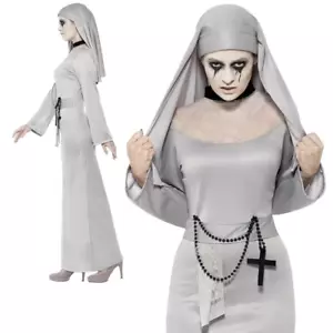 Adult Gothic Nun Costume with Cross Scary Mary Fancy Dress Halloween Outfit - Picture 1 of 5