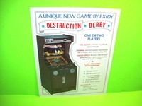 Exidy DESTRUCTION DERBY Original Classic Video Retro Arcade Game Sale Flyer 1975