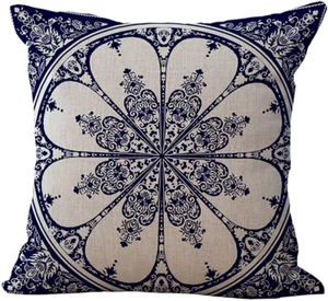 Blue and White Porcelain Throw Pillow Cover, Decorative Chinoiserie Floral Chair - Picture 1 of 12