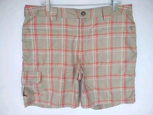 Cabelas Womens Sz 14 Lightweight Brown Plaid Shorts 50 UPF 37x9 Zip Pockets - Picture 1 of 7