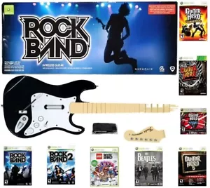 NEW Rock Band Wireless Stratocaster with 8 Guitar Hero & Rock Band Games Bundle - Picture 1 of 9