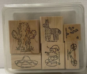 Stampin' Up! South Border Desert Donkey Pinata Party Cactus Wood Rubber Stamp 6 - Picture 1 of 4