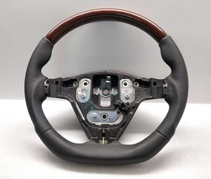 2004 CADILLAC SRX CTS STEERING WHEEL CUSTOM FLAT NEW LEATHER + WOOD 2003-2008 - Picture 1 of 4