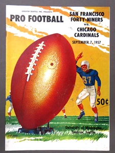 1957 S.F. 49ers vs CHICAGO CARDINALS Univ. Washington Seattle football program - Picture 1 of 10