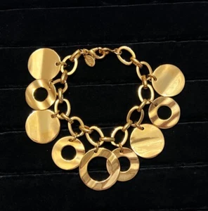 Vintage Joan Rivers Dangling Gold Tone Bracelet - Picture 1 of 7