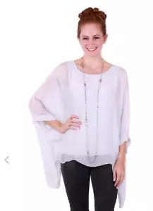 GIGI MODA SETA BLUSA TOP CAFTÁN SEDA BLANCA, FORRO JERSEY O/S - Imagen 1 de 1