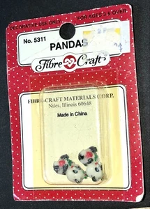 Miniature Pandas Panda Adorable Fibre Craft MINT Assemblage Vintage - Picture 1 of 4