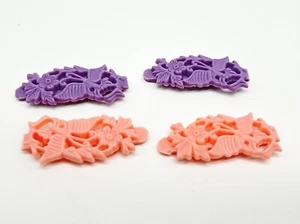 Vintage 80s Hair Clip Snap Tight Barrettes GOODY Plastic Purple Pink Flowers - Picture 1 of 5