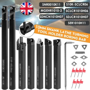 7Set 10mm Shank Lathe Turning Tool Holder Boring Bar with Carbide Inserts Wrench - Picture 1 of 11