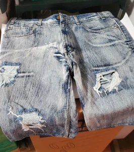 DISTRICT BRAND DISTRESSED BLUE JEAN SHORTS MENS 30 x 30 - Picture 1 of 1