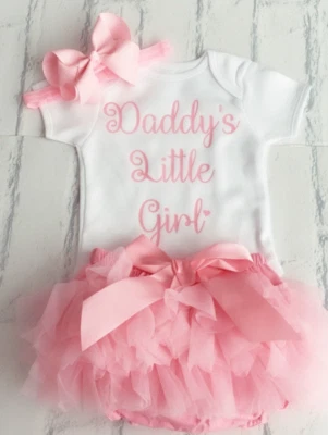 FLORENCE LILY BOUTIQUE Baby Girls Frilly Tutu Knickers Outfit Daddy’s Little Girl From NEWBORN Pink