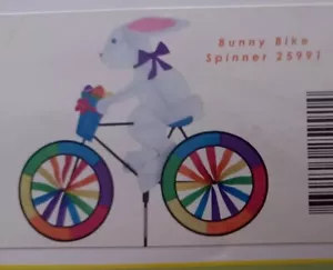 30" Easter Bunny on Bicycle Whirligig Lawn Wind Spinner - Picture 1 of 3