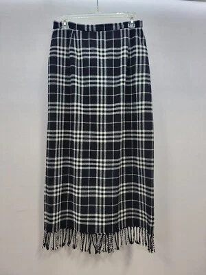 Falda a Cuadros Crema Negra Vintage Requirements Mujer Flecos Largos Talla 12 4111 Foto 1 de 4