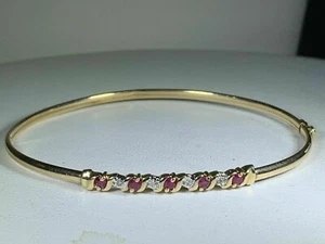 2.50Ct Round Cut Simulated Ruby Fancy Bangle Bracelet In 14K Yellow Gold Plated - Picture 1 of 6