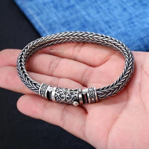 Echt Sterling Silber 925 Metall Reinheit Armband Herren 7mm Wolke Rund Weizen Glied - Bild 1 von 6