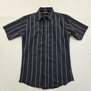 Airwalk Black Plaid Short Sleeve Polyester Button-Up Collared Shirt Men's S - Bild 1 von 8