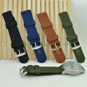 Nylon Fabric Wrist Watch Band Military Canvas Casual Buckle Strap 18/20/22/24mm - Picture 1 of 27