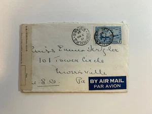 WWII Censor Cover via Airmail - Montreal Canada to Morrisville PA US - 1943 - Picture 1 of 2