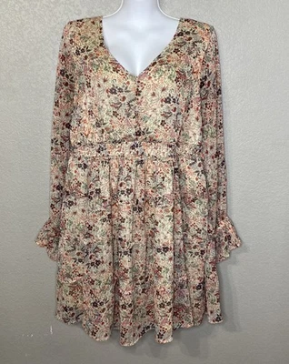 Vestido midi de hadas con capas florales de otoño tórrido para mujer talla 1X Cottagecore Foto 1 de 4