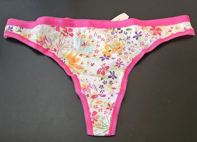 Nuevo con etiquetas Victoria's Secret Vintage 2010 Algodón Floral Tanga Panty L Foto 1 de 4