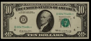 FR 2018-D* $10 1969 Federal Reserve Note US - Star Note - UNC - SKU-CA1343 - Picture 1 of 2