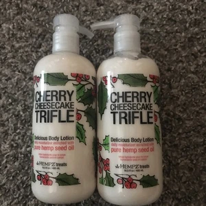 2 HEMPZ TREATS CHERRY CHEESECAKE TRIFLE DELICIOUS BODY LOTION 16.5oz PUMP SEALED - Picture 1 of 2