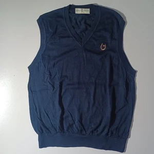 Fairway & Green 100% Pima Cotton Sweater Vest Mens Sz L 18th Hole Horseshoe Blue - Picture 1 of 7