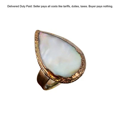 圣诞优惠天然珍珠母承诺电成型戒指珠宝铜 — 第 1/4 张图片