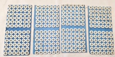 288 Antique 1800s White China Glass  Underwear Buttons 1/2" - 4 Hole Orig. Card - Image 1 of 3