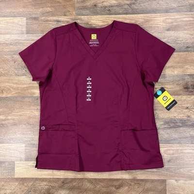 Blusa Médica Wonderwink Blusa Médica Grande Roja Bolsillo Cuello en V NUEVA Foto 1 de 4