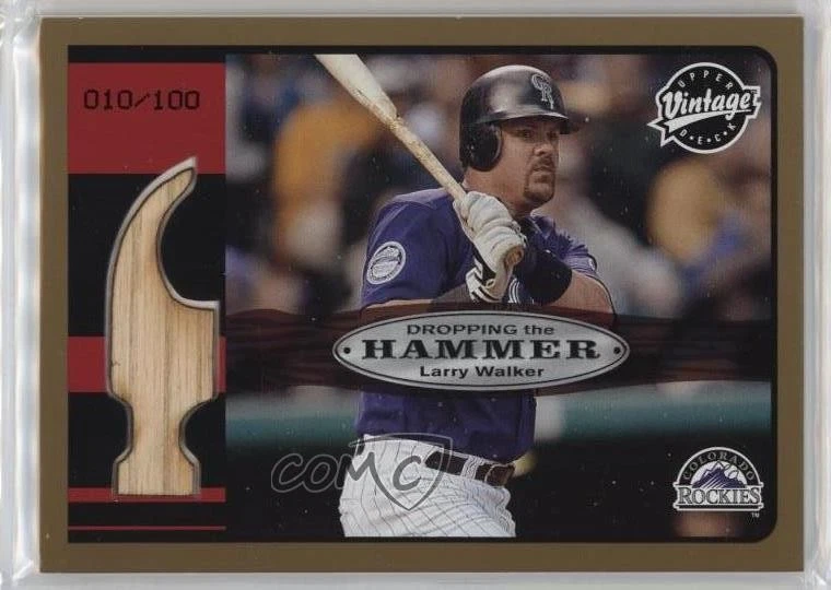 2003 Upper Deck Vintage Dropping the Hammer Gold /100 Larry Walker #DH-LW HOF - Image 1 of 2