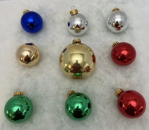 9 Vintage G&D Red, Silver, Green, Gold & Blue Glass Christmas Ornaments Holiday - Picture 1 of 16