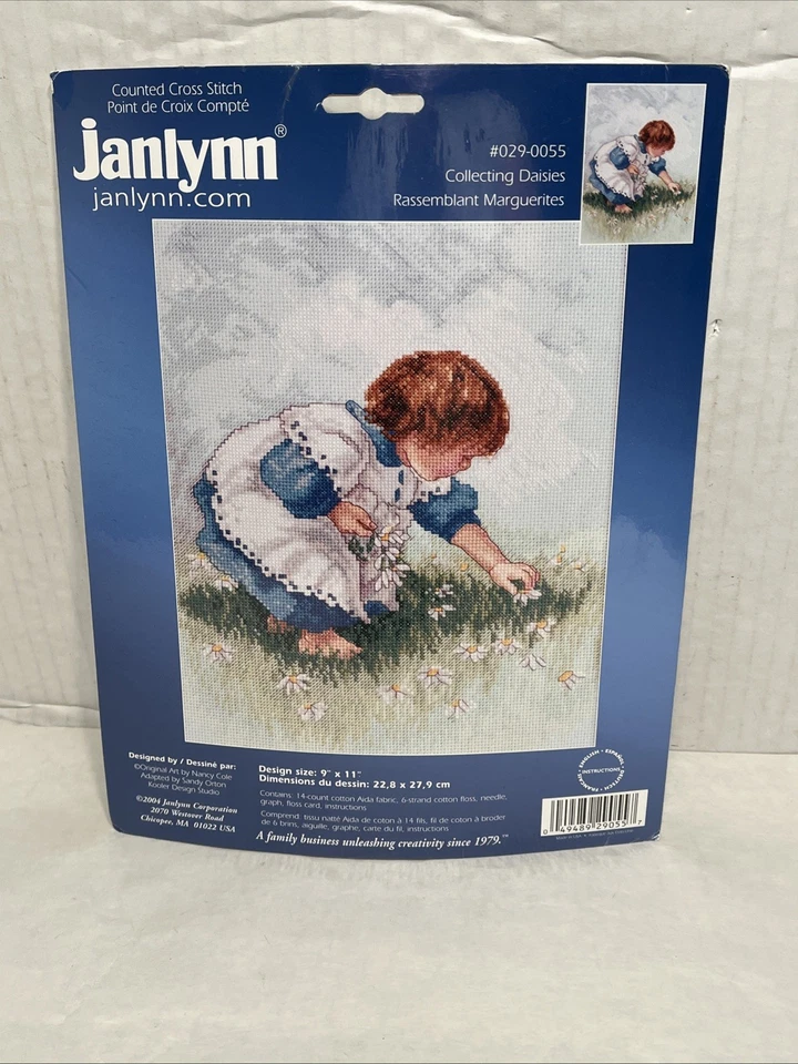 Janlynn Counted Cross Stitch Kit 9 X 11 Collecting Daisies 029-0055