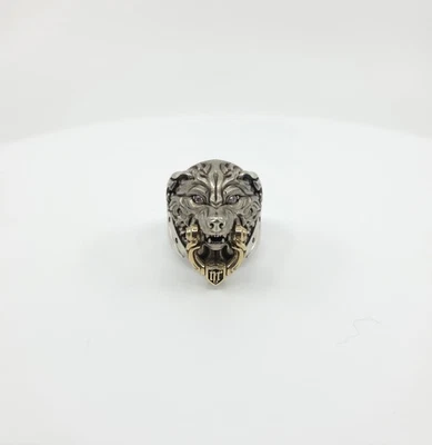 Anillo NightRider de plata de ley y oro amarillo de 14kt desatado con diamantes Foto 1 de 4