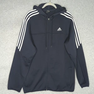 Vintage Adidas Herren L Full Zip Hoodie Jacke 3 Streifen Navy Blau Athletic Perform - Bild 1 von 8