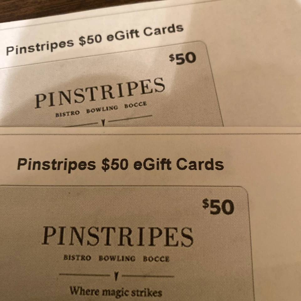 Pinstripes Bowling and Bocce Gift Card - $100 - Image 1 of 1