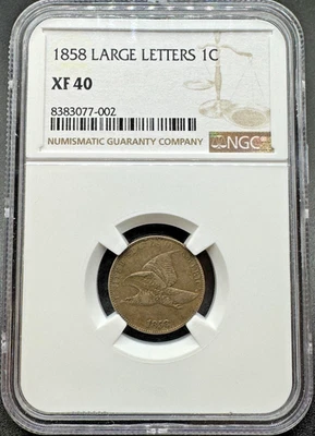 1858 LARGE LETTERS VARIETY FLYING EAGLE CENT NGC XF40 11XEA25 - Image 1 of 4