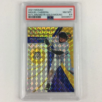 Panini Mosaic 2021 Miguel Cabrera International Men of Mastery Gold 2/10 PSA 8,5 Foto 1 de 4