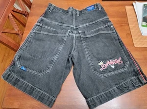 Vintage Y2K Snake Eyes Baggy Denim Skater JNCO Style 2000s Shorts Jorts Size 34 - Bild 1 von 9