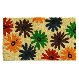 Calloway Mill Chamomiles Doormat 17x29 Multicolor Coir Mat Vinyl Backing Outdoor - Picture 1 of 4