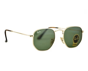 Ray-Ban RB3548N Sunglasses Hexagonal Flat 51mm Gold Frame Green Classic Lenses - Picture 1 of 12